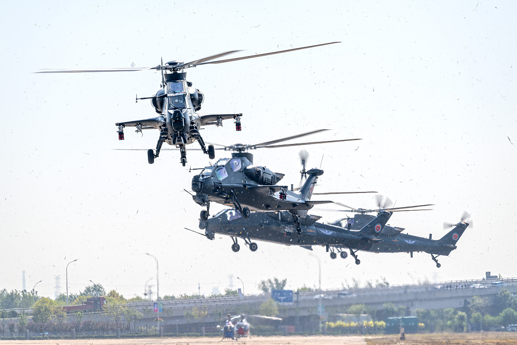 Rehearsal for the 7th China Helicopter Exposition in north China's Tianjin Municipality, October 14, 2025. /VCG