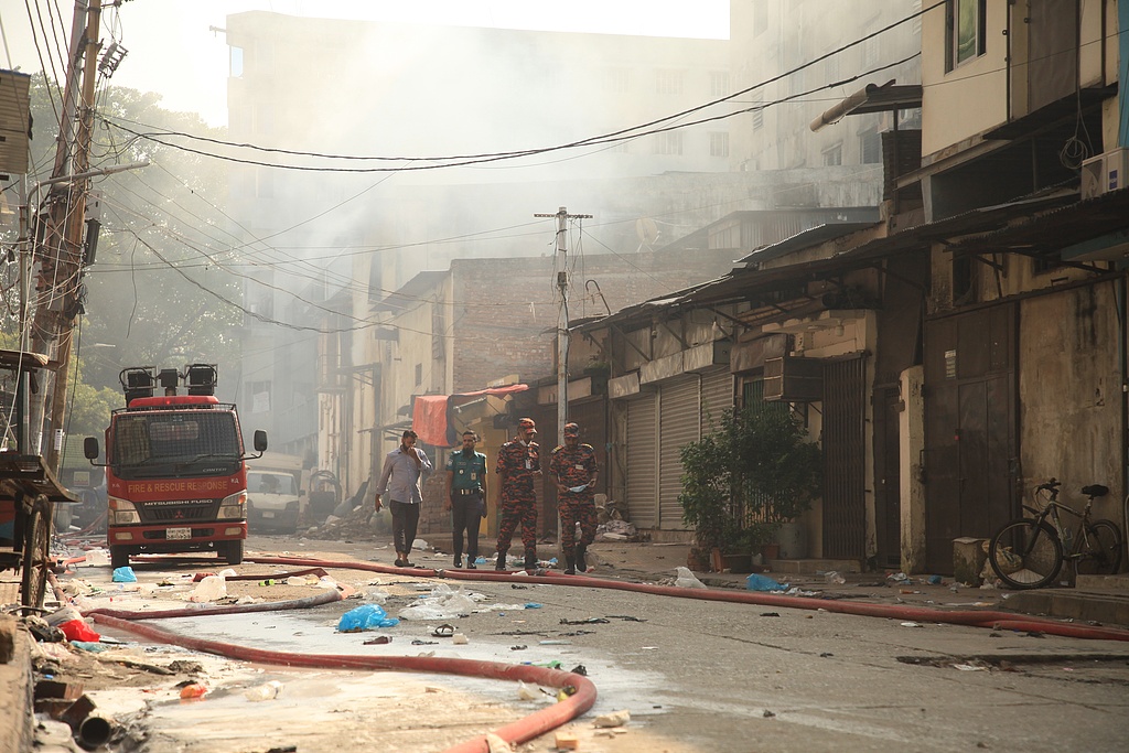 A chemical factory warehouse in the Mirpur area, where a fire broke out, killing at least 16 people, Dhaka, Bangladesh, October 14, 2025. /CFP