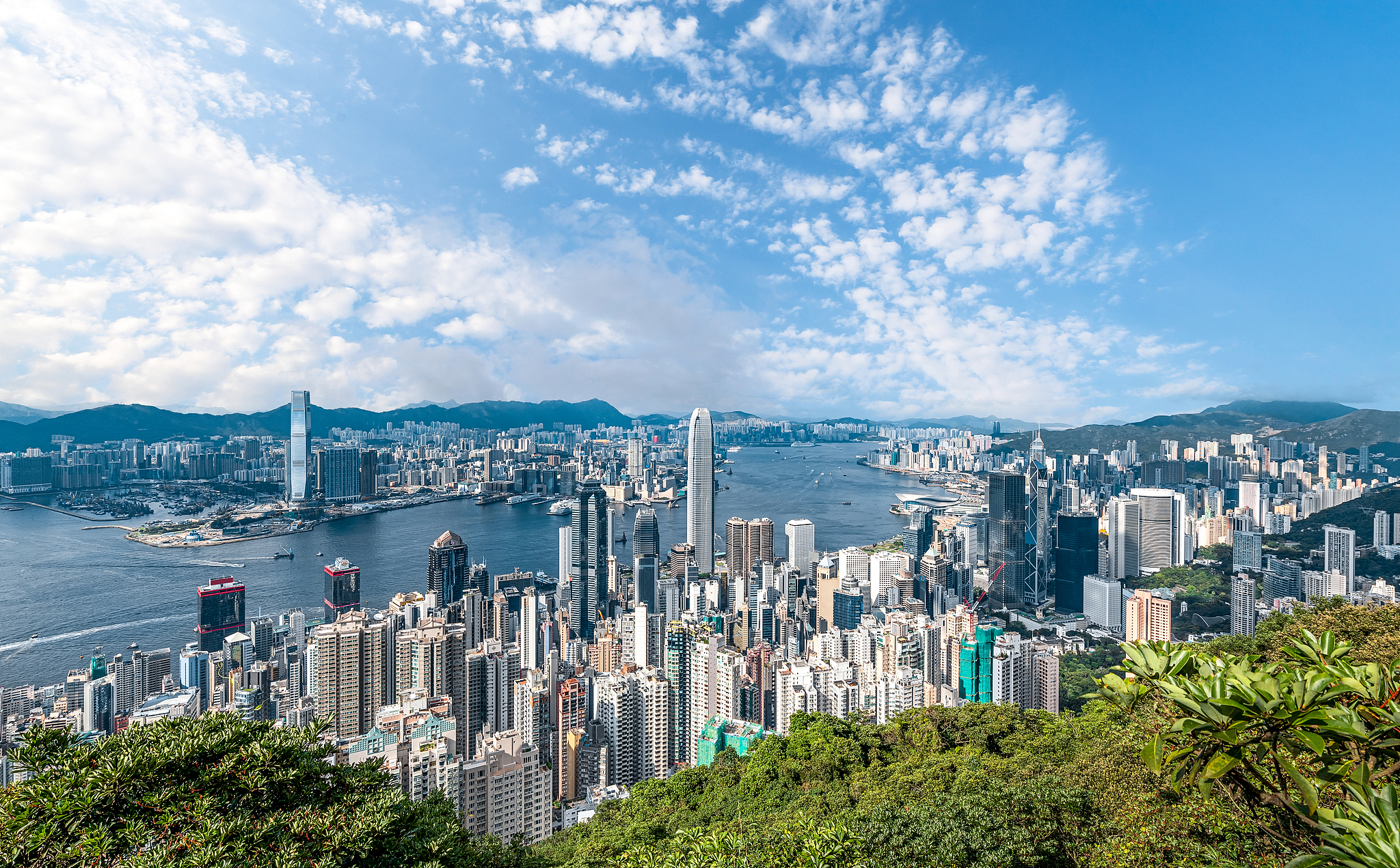 An aerial view of the Victoria Harbour in Hong Kong, China. /VCG
