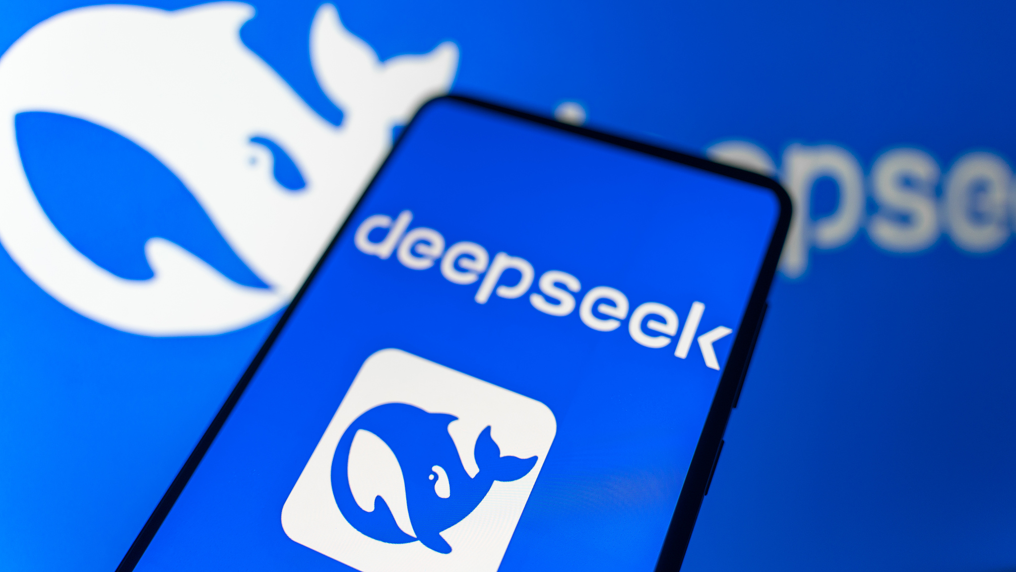 A phone showing the latest version of Hangzhou-developed AI deepseek-V3.2-Exploration Model, being premiered in Guangzhou, Guangdong Province, September 29, 2025. /VCG