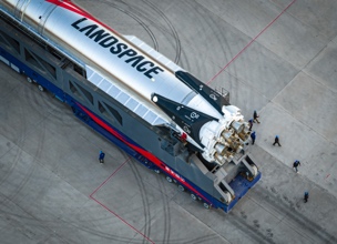 Zhuque-3 reusable rocket being transferred to the launch area for ground test in mid-October, 2025. /LandSpace