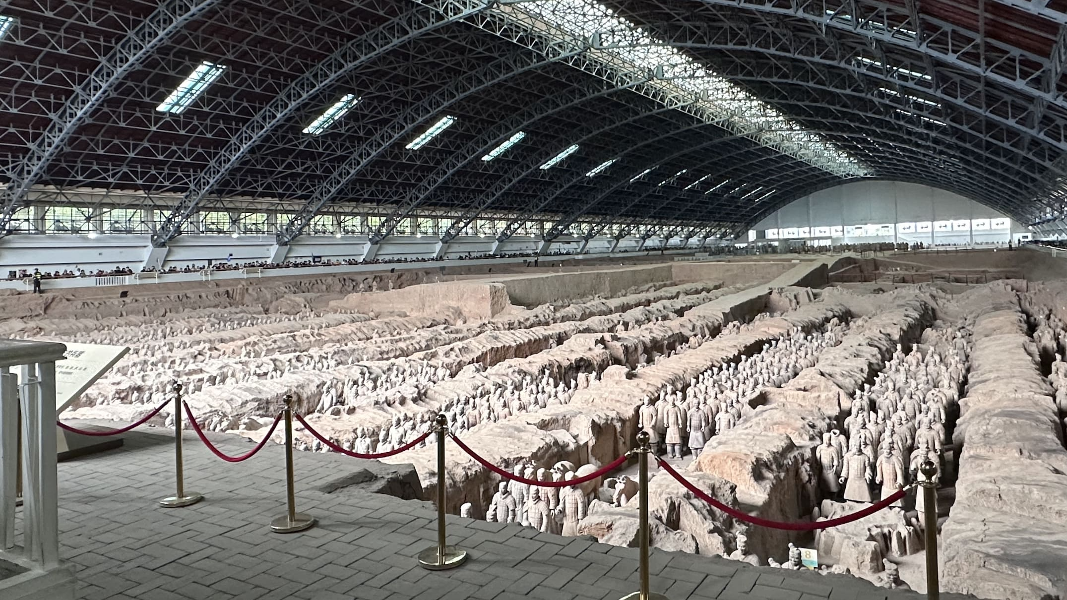 A corner view of Pit 1 of the Terracotta Warriors excavation site at the Emperor Qinshihuang's Mausoleum Site Museum outside Xi'an, October 13, 2025. /Ankit Prasad