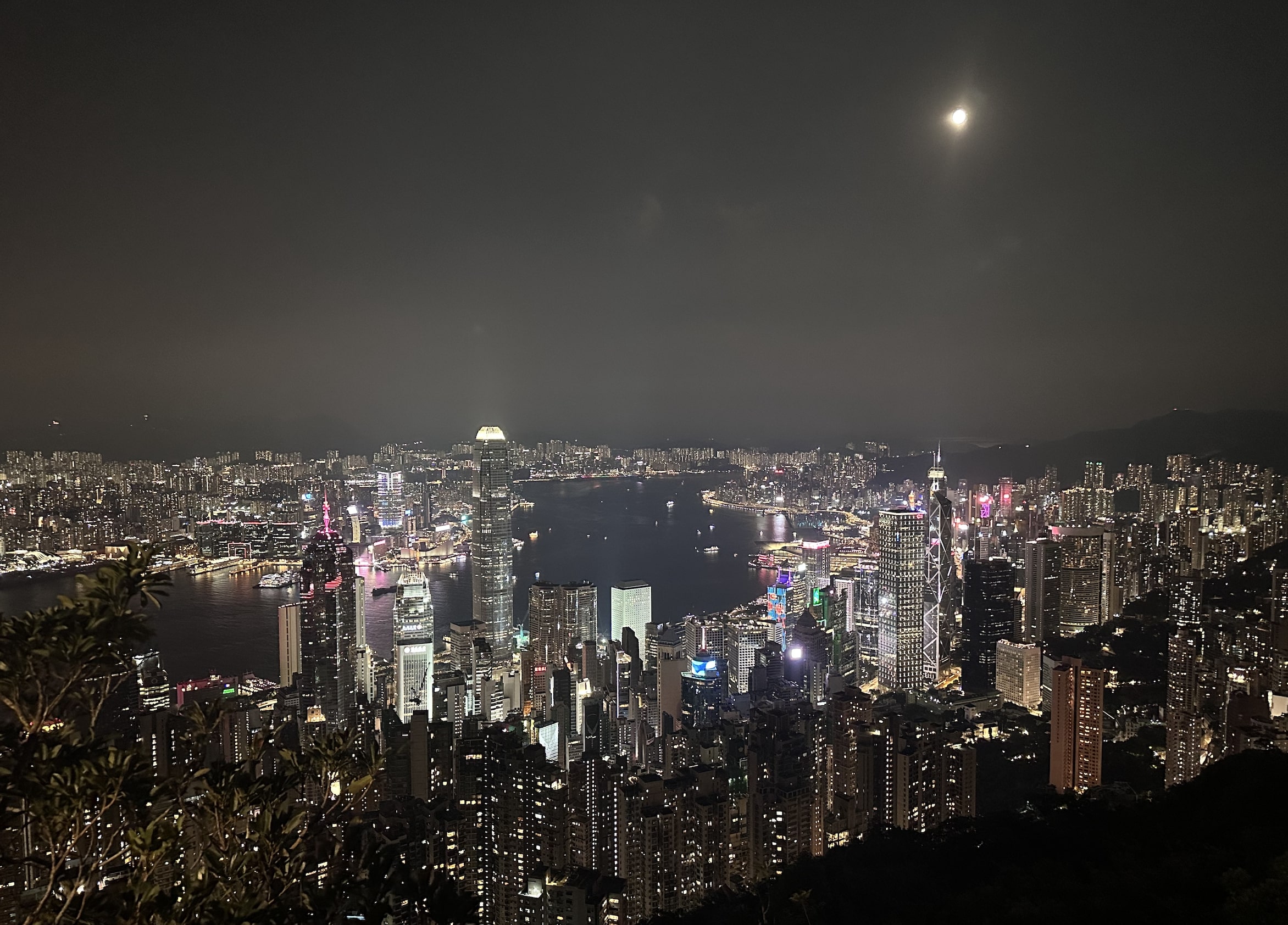 A panoramic night view of Hong Kong from Victoria Peak, October 7, 2025. /Ankit Prasad
