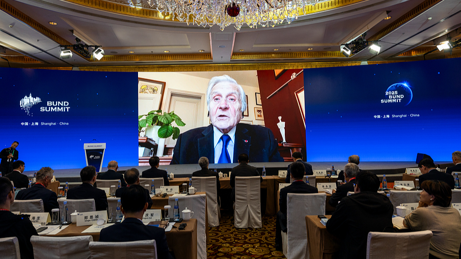 Former European Central Bank President Jean-Claude Trichet gives a video speech, October 23, 2025. /VCG