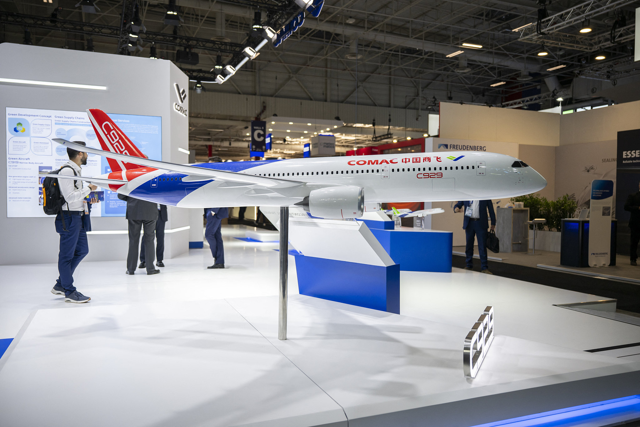 The Chinese aircraft manufacturer COMAC during the 55th edition of the International Paris Air Show at the Paris–Le Bourget Airport, in Le Bourget, near Paris, June 16, 2025. / CFP