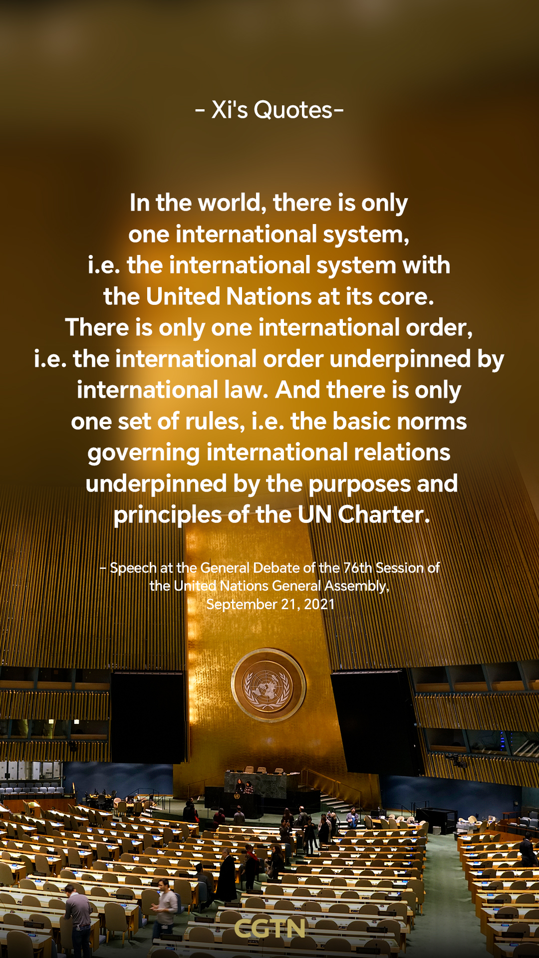 President Xi Jinping's key quotes on the role of UN