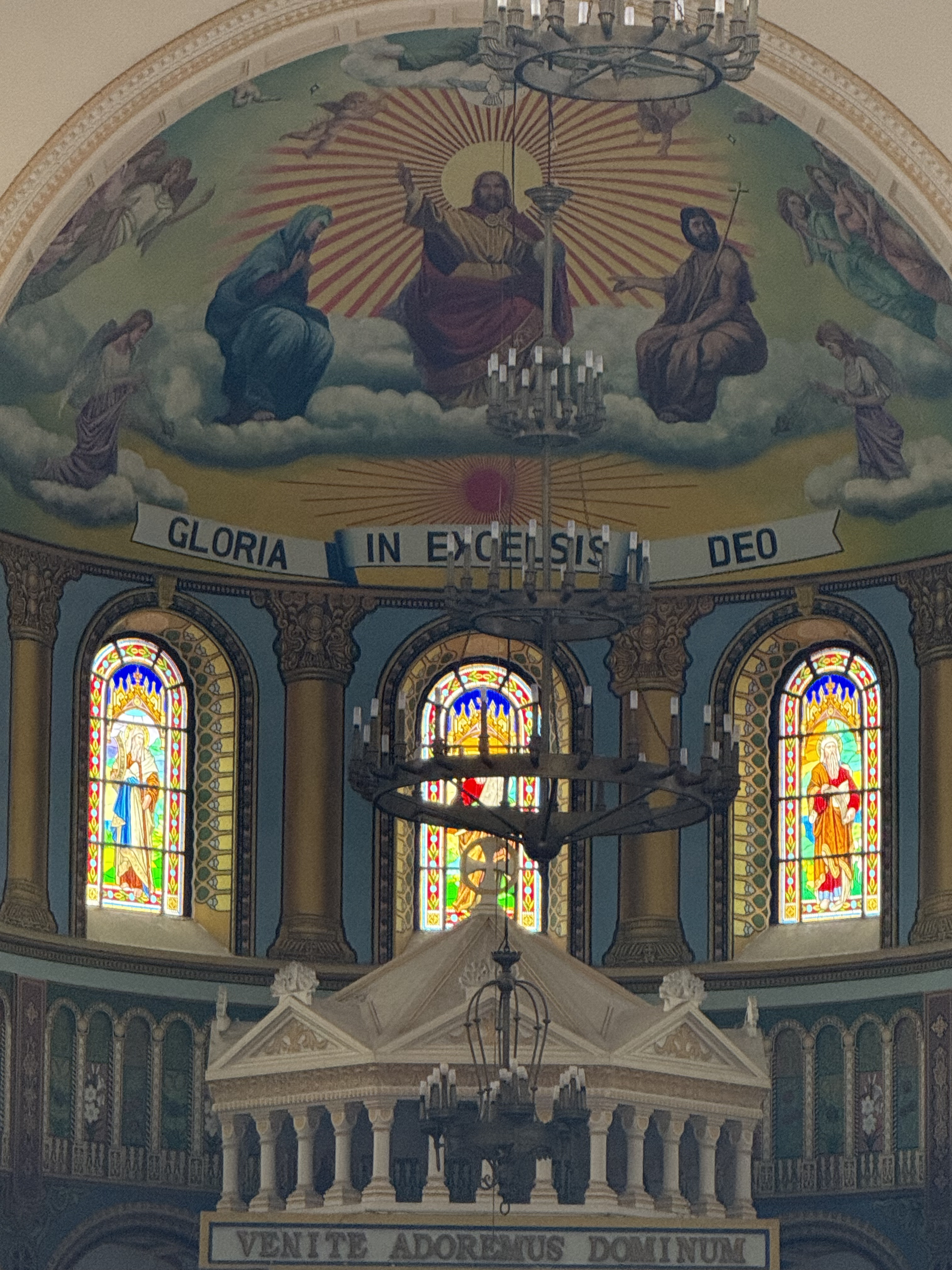Inside St. Michael's Cathedral, stained glass windows cast soft hues, Qingdao, Shandong Province, China, September 2025. Zaruhi Poghosyan /CGTN