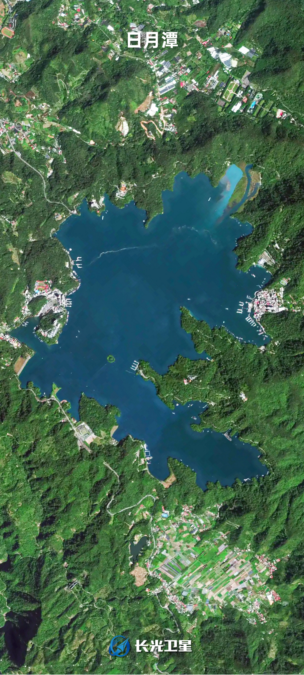 A satellite image of the Sun Moon Lake in China's Taiwan region, captured by Jilin-1. /Chang Guang Satellite Technology