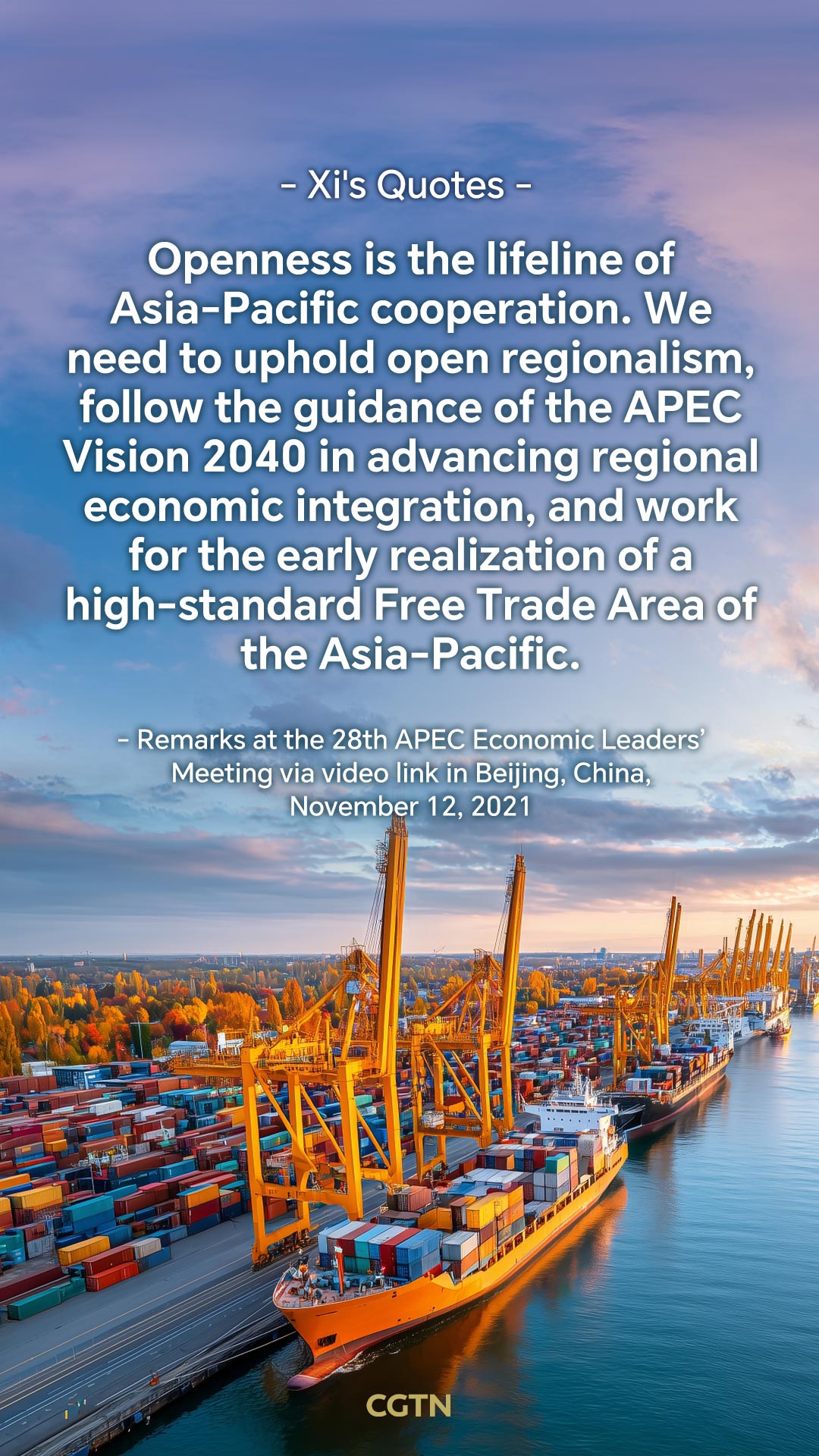 President Xi Jinping's key quotes on advancing Asia-Pacific cooperation