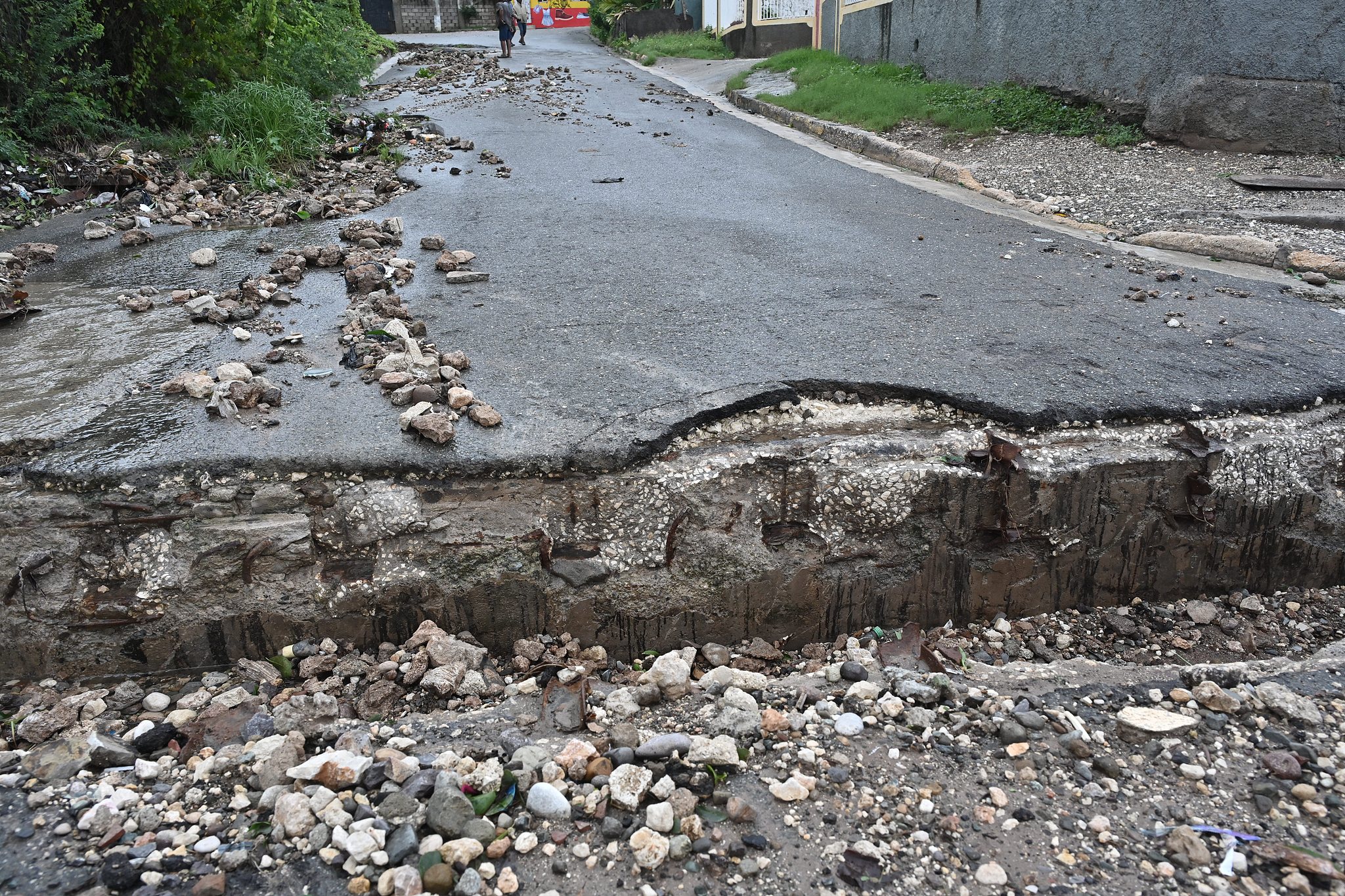 Roads are damaged by Hurricane Melissa in Kingston, Jamaica, October 28, 2025. /VCG
