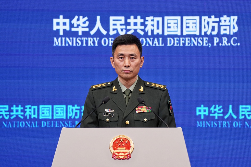 Zhang Xiaogang, spokesperson for China's Ministry of National Defense, attends a press conference in Beijing, October 30, 2025. /VCG