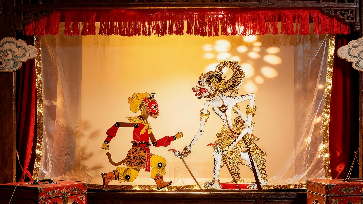 When monkey heroes from China and Indonesia meet in shadow and light