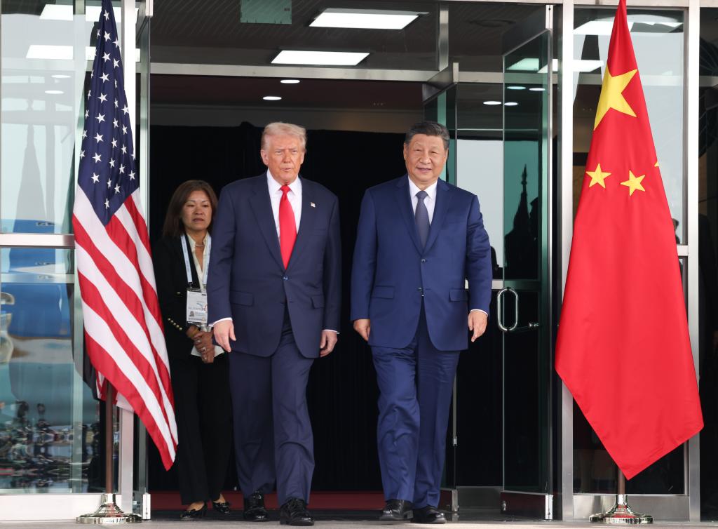 Chinese President Xi Jinping meets with U.S. President Donald Trump in Busan, the Republic of Korea, October 30, 2025. /Xinhua