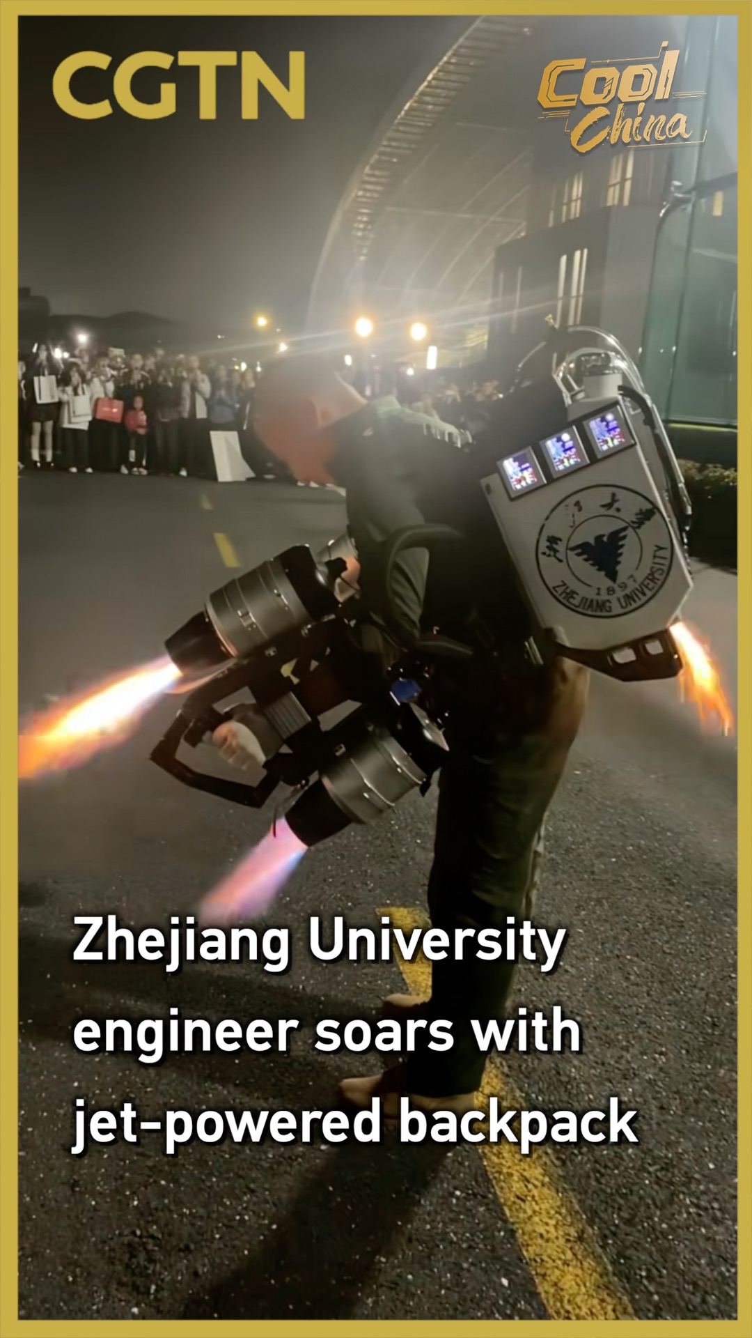 Zhejiang University engineer soars with jet-powered backpack