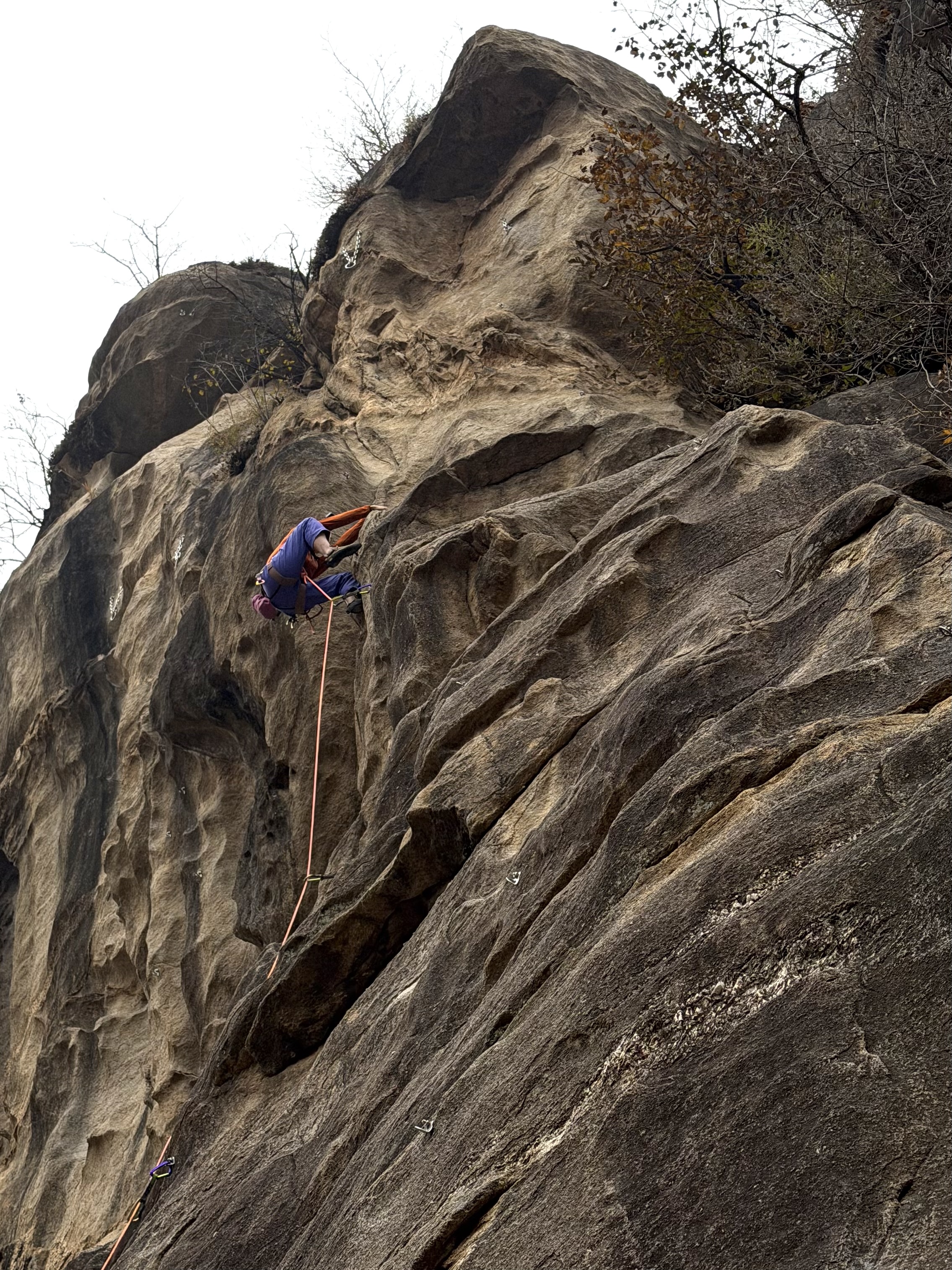 A rock-climbing spot at Jingling Valley in Miyun District, Beijing is seen on November 6, 2025. /CGTN