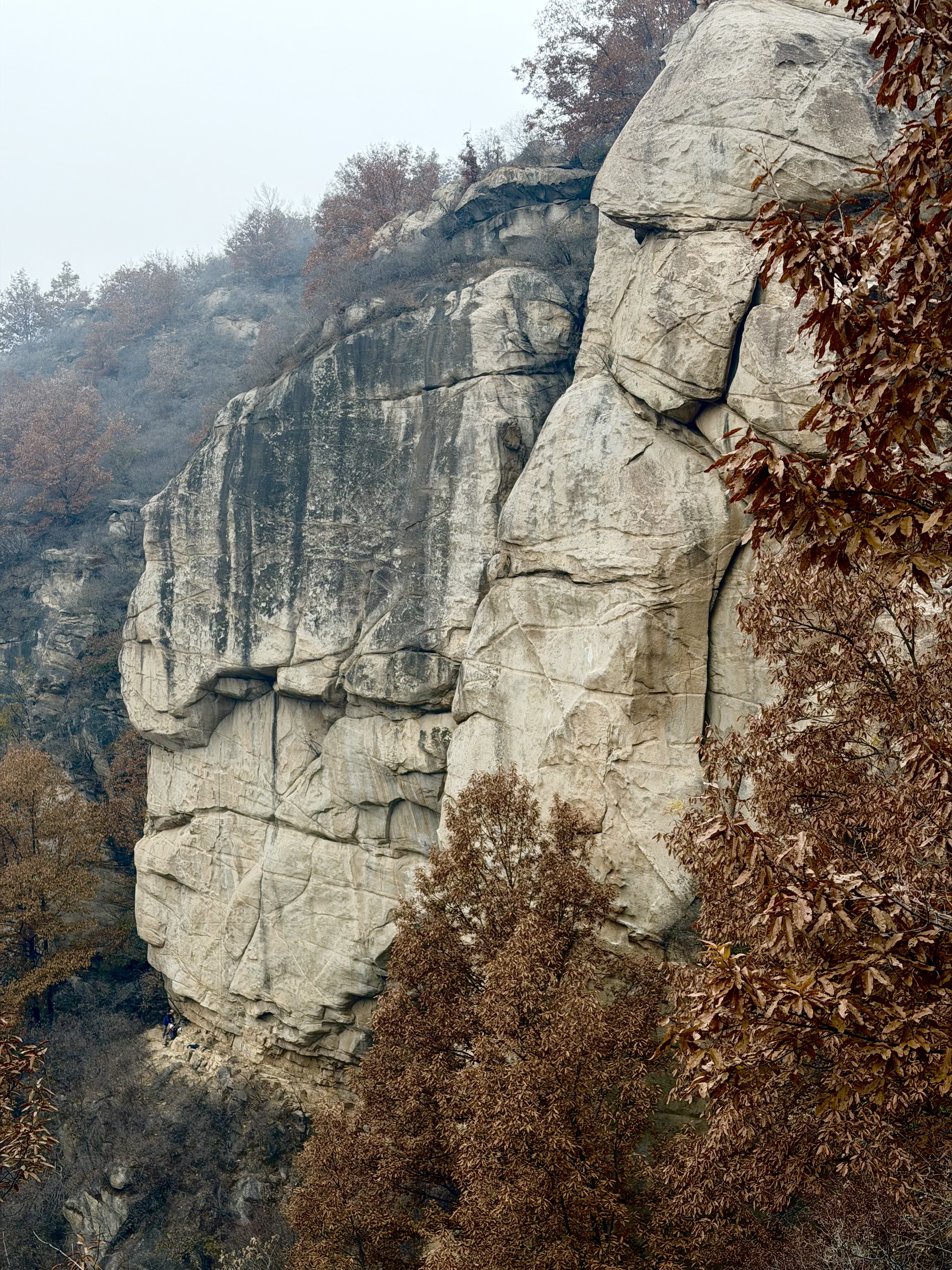 A rock-climbing spot at Jingling Valley in Miyun District, Beijing is seen on November 6, 2025. /CGTN