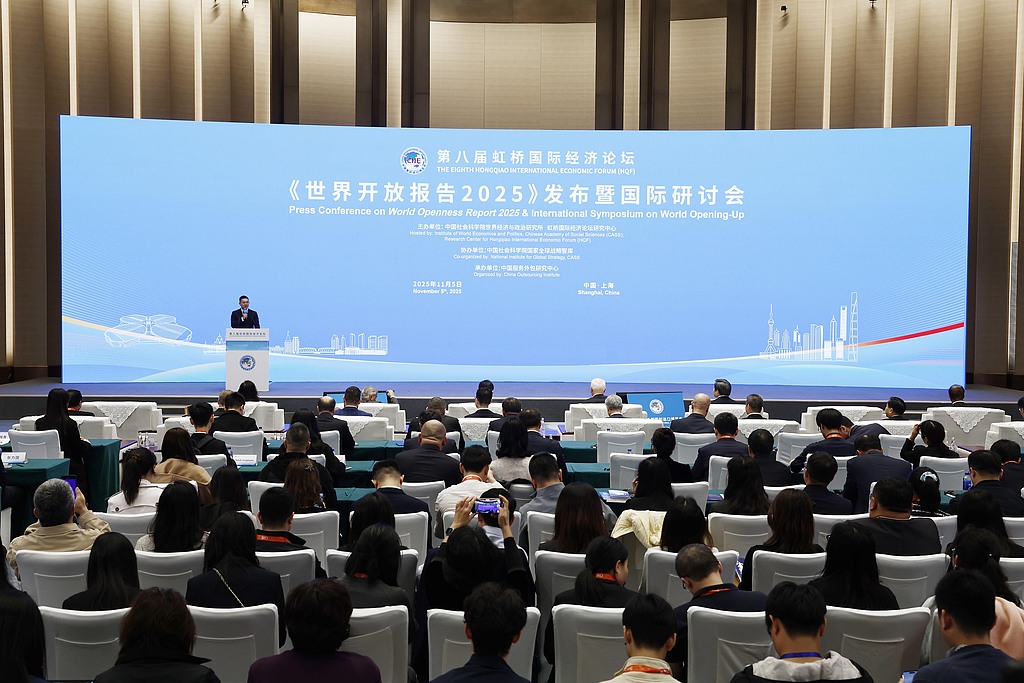 A press conference on the World Openness Report 2025 and the International Symposium on World Opening-Up is held during the 8th Hongqiao International Economic Forum in Shanghai, east China, November 5, 2025. /VCG