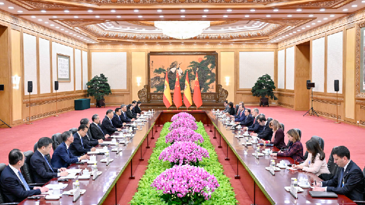 Chinese President Xi Jinping meets with Spanish King Felipe VI