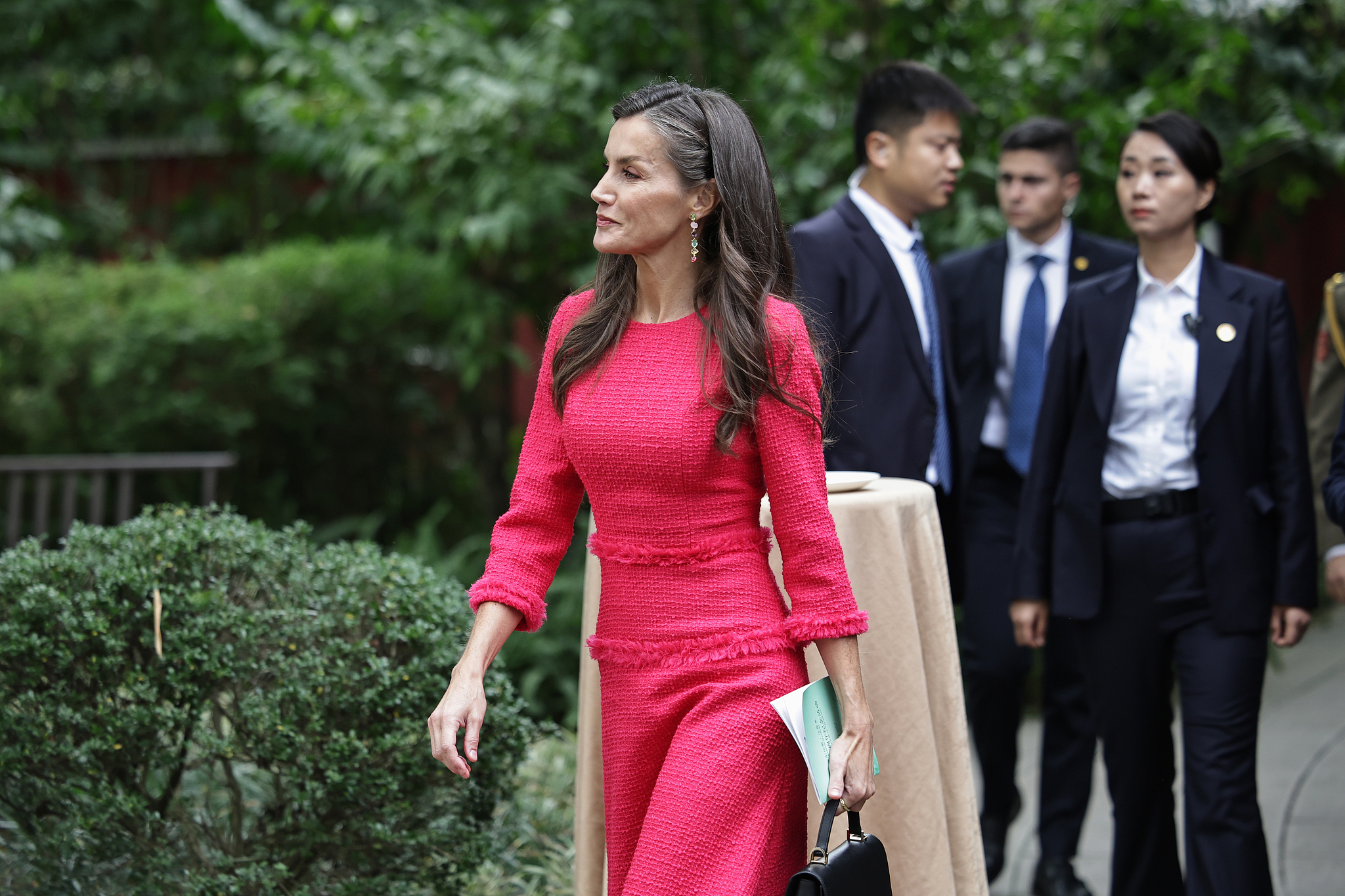 Spain's Queen Letizia is seen at Wangjiang Tower Park after an event commemorating the 150th Anniversary of the birth of Spanish poet Antonio Machado, as part of the state visit to China, in Chengdu, Sichuan Province, on November 11, 2025. /VCG