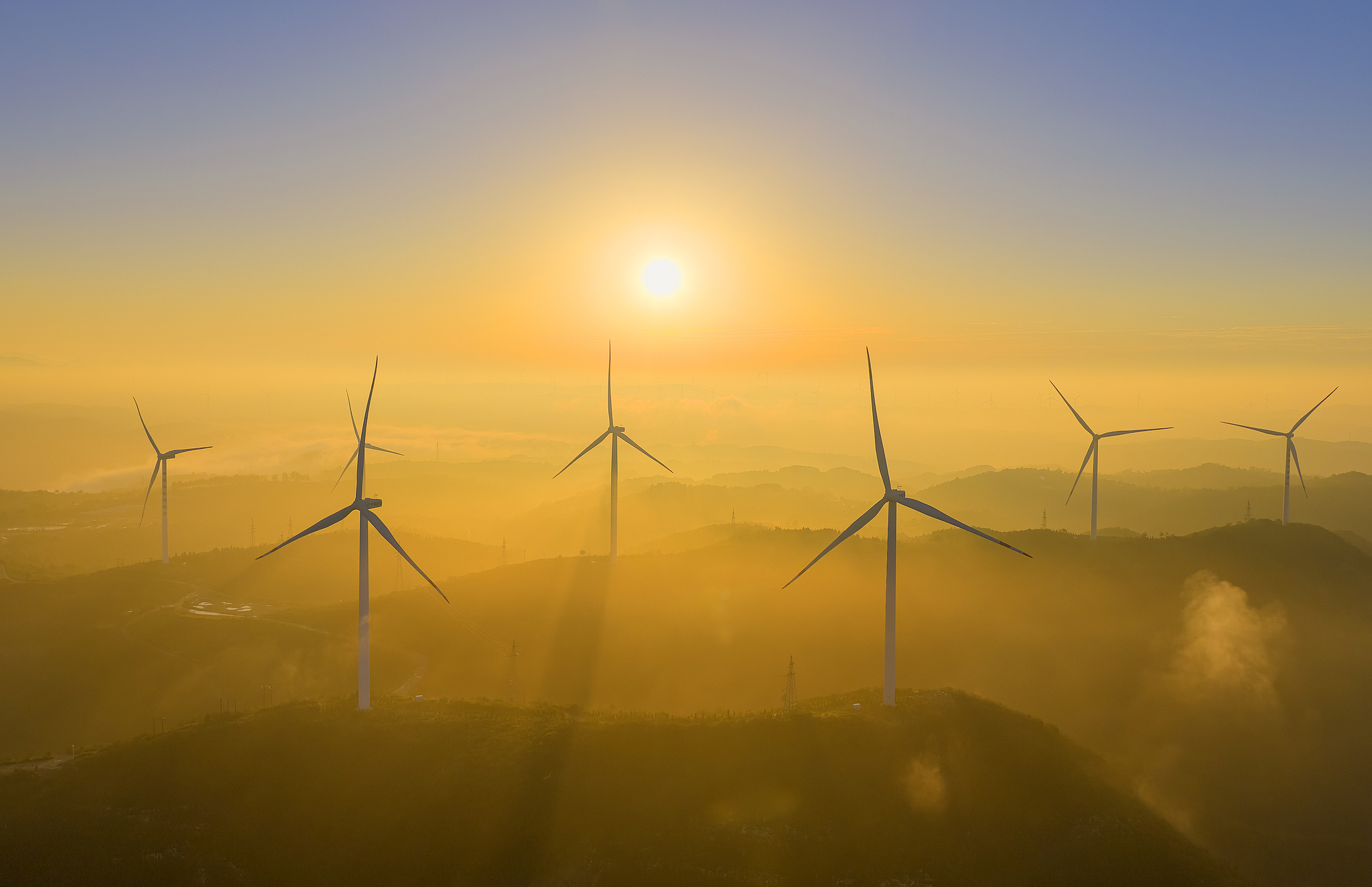 A wind farm by the Yellow River, Jiyuan, Henan Province, central China, September 24, 2025. /VCG