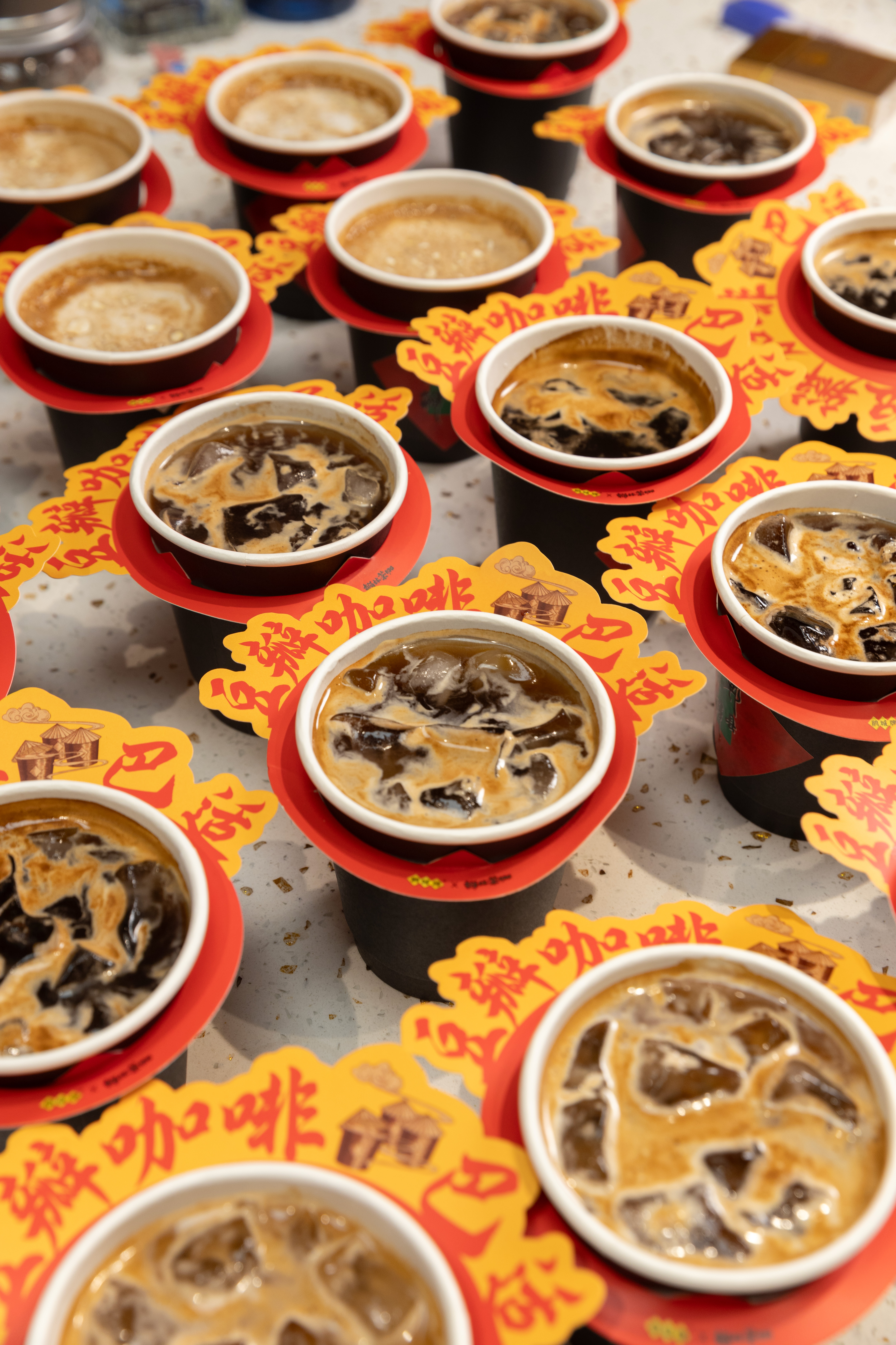 Freshly-made coffee infused with Pixian broad bean paste is offered at the recording venue of the new TV show 