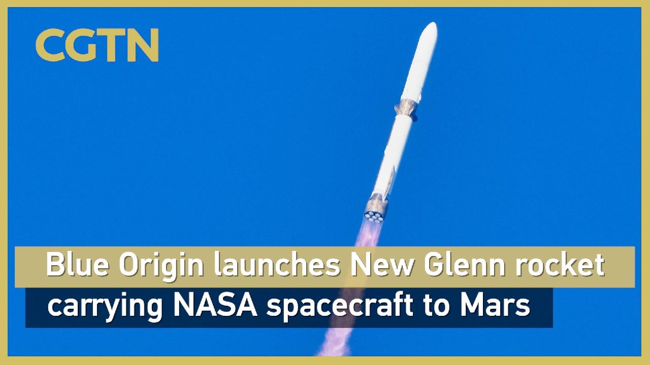Blue Origin New Glenn rocket launch carrying NASA spacecraft to Mars