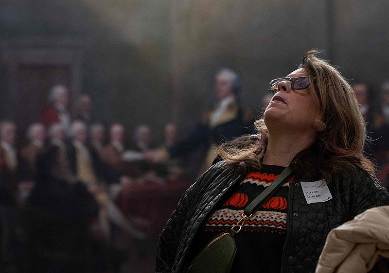 A visitor tours beneath the dome of the US Capitol, in Washington, DC, November 13, 2025. /VCG