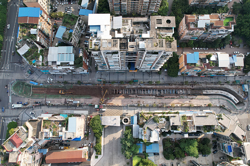 The construction site of an underground pipeline renovation project in Dongxing District, Neijiang City, Sichuan Province,  October 15, 2024. /VCG