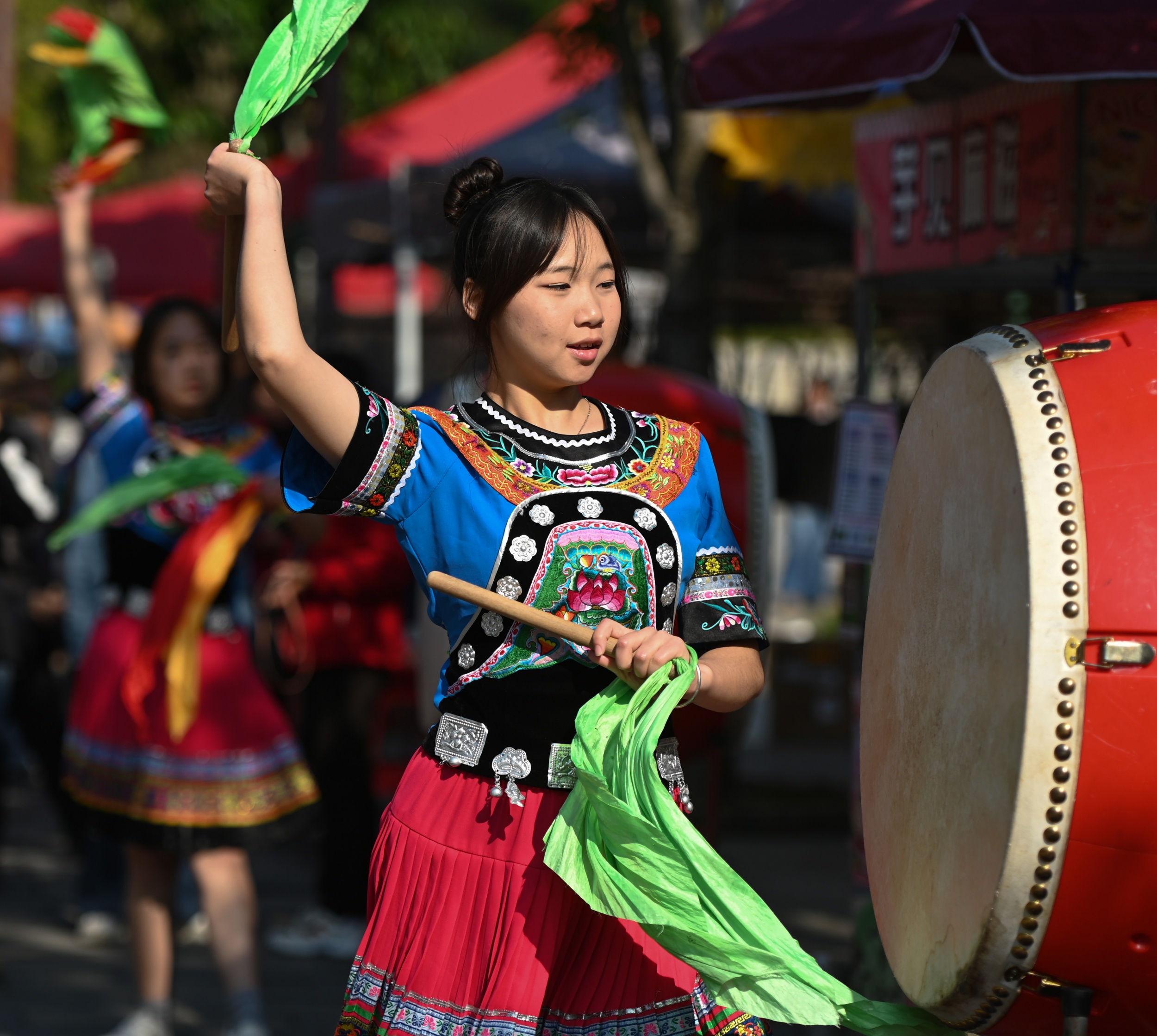 People celebrate Miao New Year at Miaowangcheng (Ancient Miao Castle) Scenic Area in Songtao Miao Autonomous County, Tongren City, southwest China's Guizhou Province on November 15, 2025. /Tongren Media Convergence Center