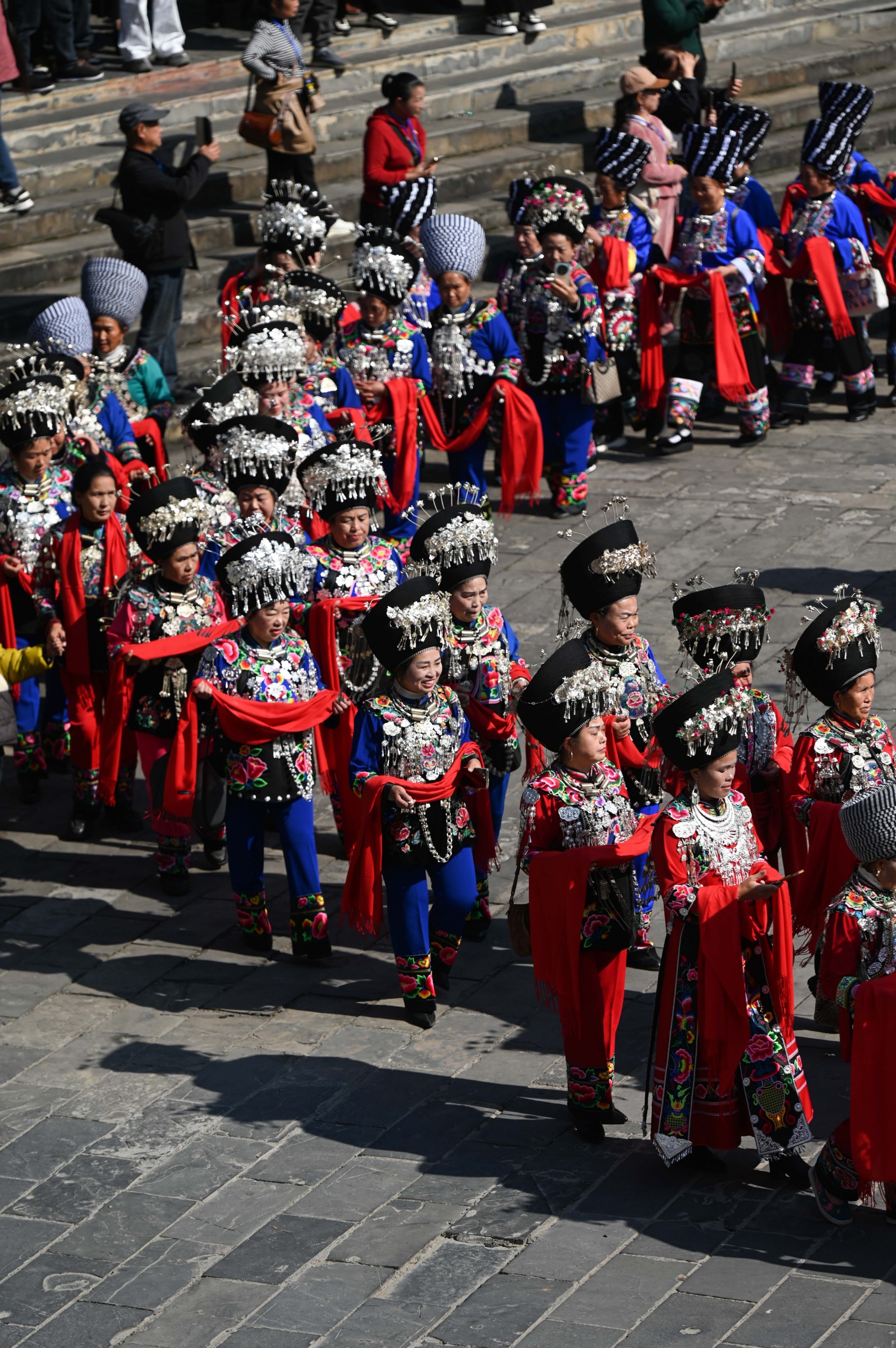 People celebrate Miao New Year at Miaowangcheng (Ancient Miao Castle) Scenic Area in Songtao Miao Autonomous County, Tongren City, southwest China's Guizhou Province on November 15, 2025. /Tongren Media Convergence Center