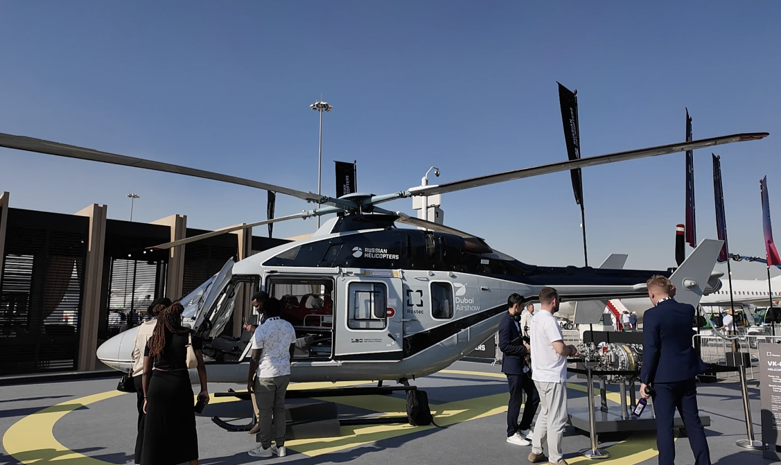 Ansat-M helicopter on display at the Dubai Airshow 2025. /CMG