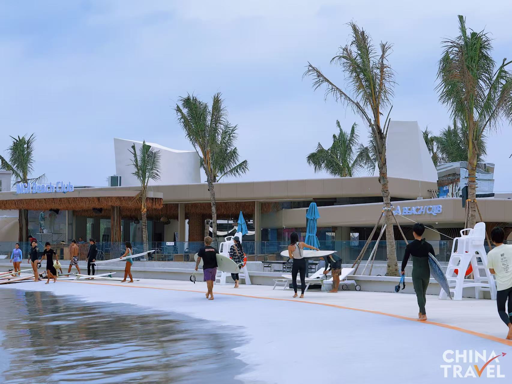 An artificial wave pool is seen in Wanning, Hainan Province. /CGTN