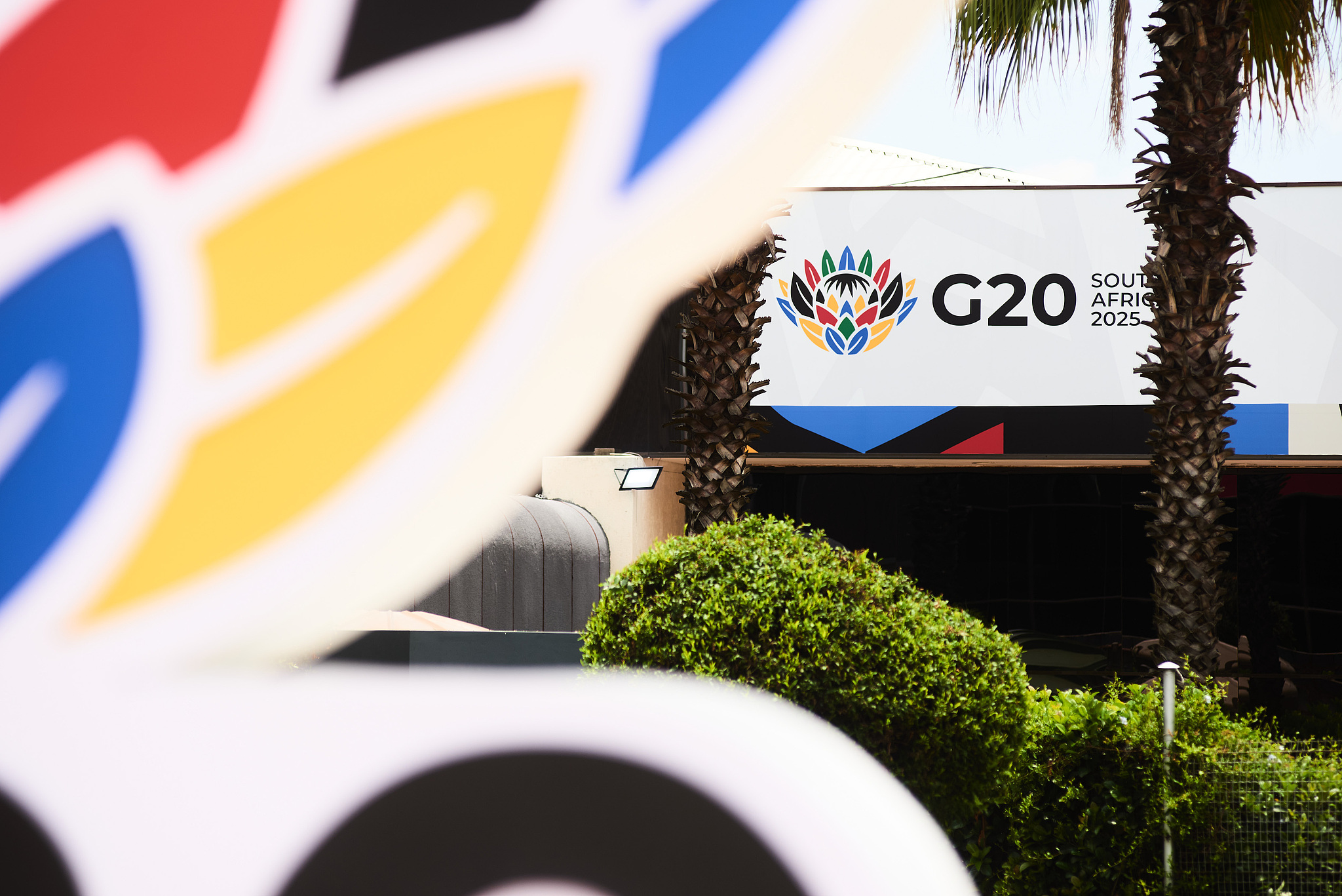 A G20 Summit logo on a billboard near the Nasrec Expo Centre in Johannesburg, South Africa, November 21, 2025. /VCG