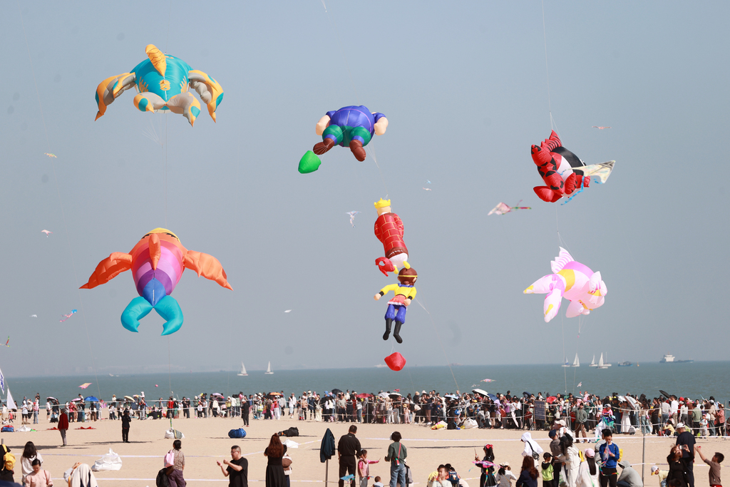 Citizens and tourists flew kites and enjoyed kite performances on the beach of Yefengzhai during the 2025 Cross-Straits (Xiamen) Kite Exchange Event in Xiamen, Fujian Province on November 23, 2025. /VCG 