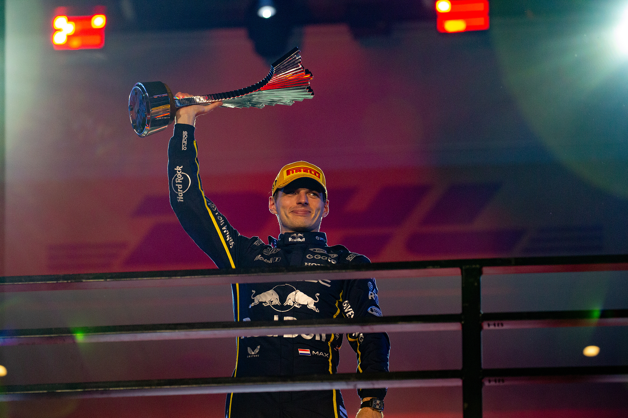 Red Bull driver Max Verstappen celebrates after winning the Formula 1 Las Vegas Grand Prix at the Las Vegas Street Circuit in Las Vegas, Nevada, November 22, 2025. /VCG