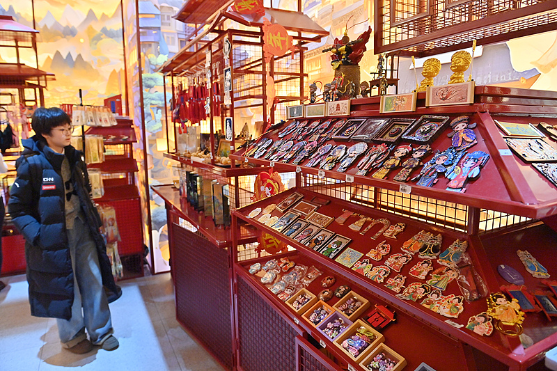 Customers browse products in a 