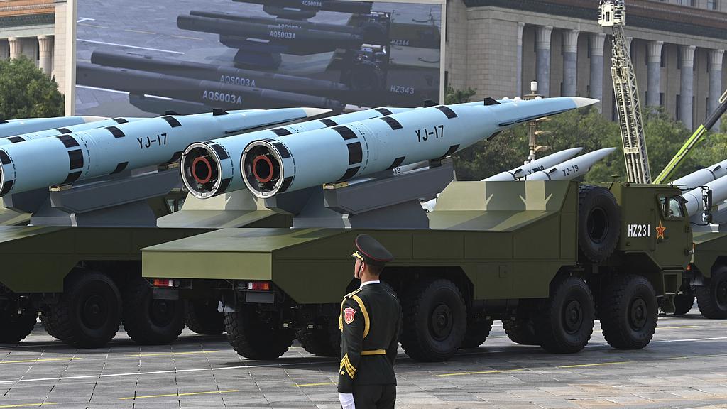China's YJ-17 missiles during the V-Day parade, September 3, 2025. /VCG