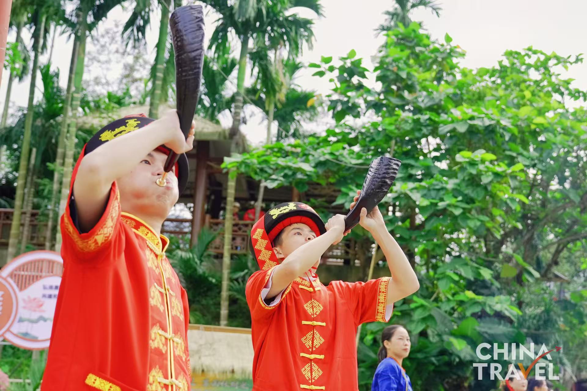 People celebrate the La'aomen Festival in Baisha, Hainan Province, on November 29, 2025. /CGTN