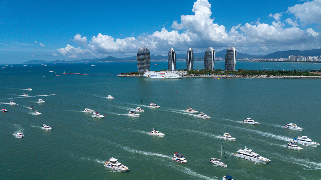 Tourists enjoy a yacht outing in South China's Hainan Province, October 4, 2025. /VCG