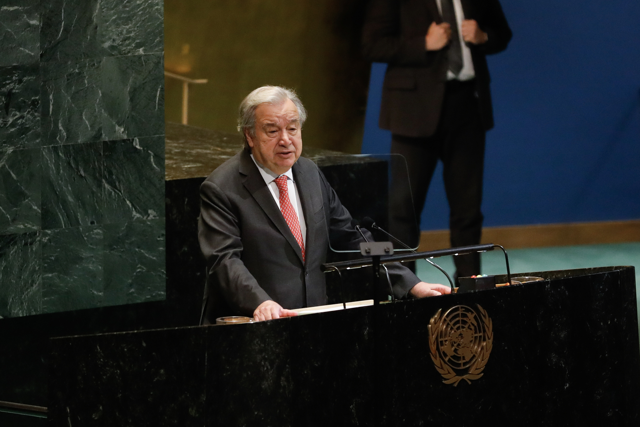 UN Secretary General Antonio Guterres speaks at a General Assembly meeting marking the 80th anniversary of the signing of UN Charter at the UN headquarters in New York, the U.S., June 26, 2025. /CFP