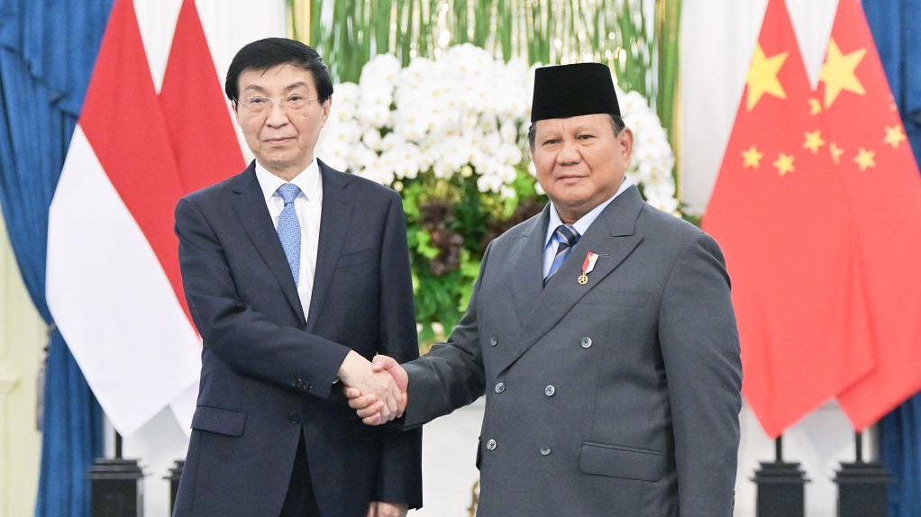 Wang Huning, chairman of the National Committee of the Chinese People's Political Consultative Conference, meets with Indonesian President Prabowo Subianto, Jakarta, Indonesia, December 4, 2025. /Xinhua