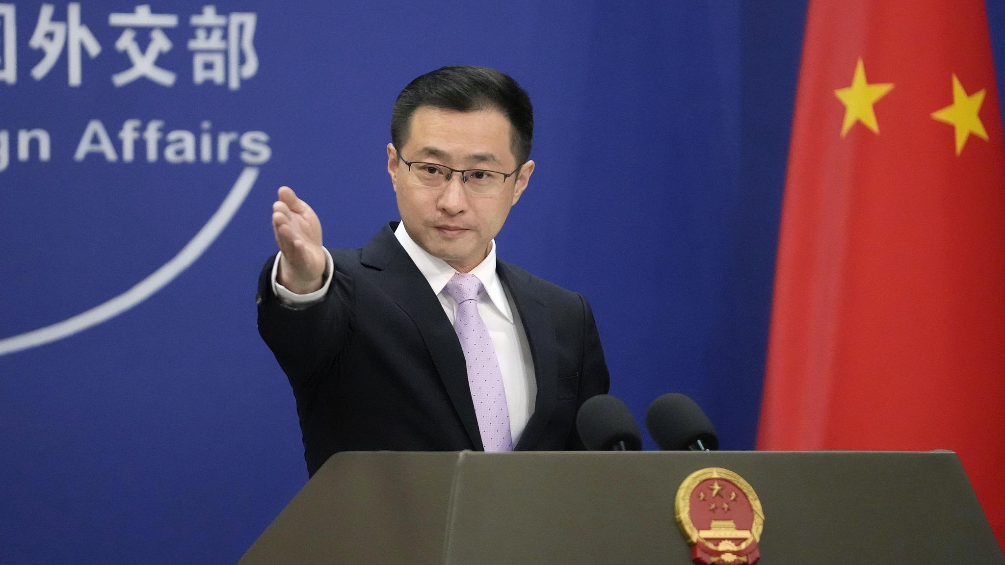 Chinese Foreign Ministry spokesperson Lin Jian at a regular press conference in Beijing, China, December 5, 2025. /VCG