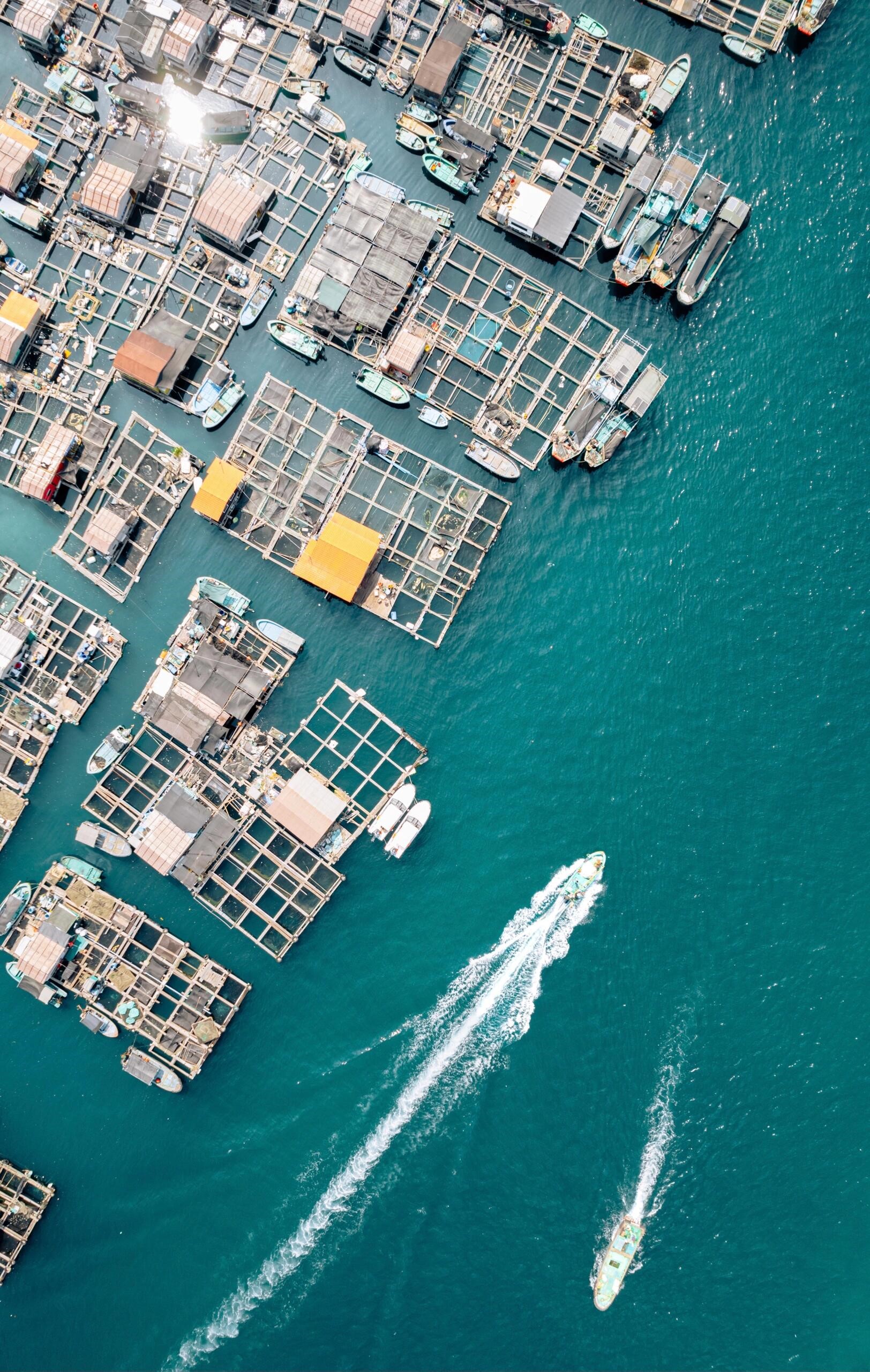 Tanka sampans are seen from above in Lingshui, Hainan Province. /Photo provided to CGTN