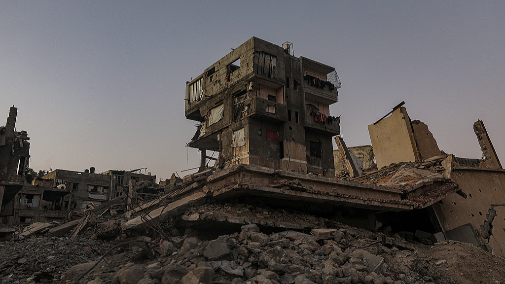 A view of destroyed buildings in Al Remal neighborhood in Gaza City, amid a ceasefire between Israel and Hamas, December 7, 2025. /VCG