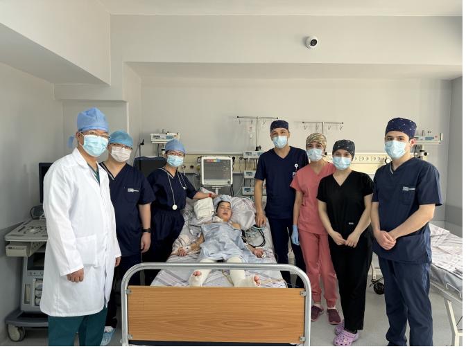 Dr. Huang and her team with local patients and medical staff in Uzbekistan.