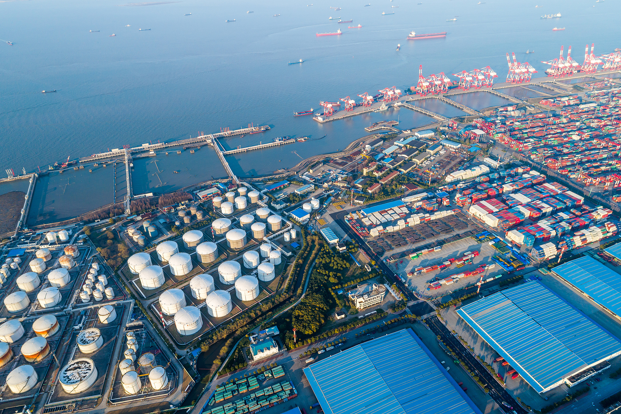 A view of the Shanghai Pilot Free Trade Zone, a hub for high-level opening-up and global business integration. /VCG