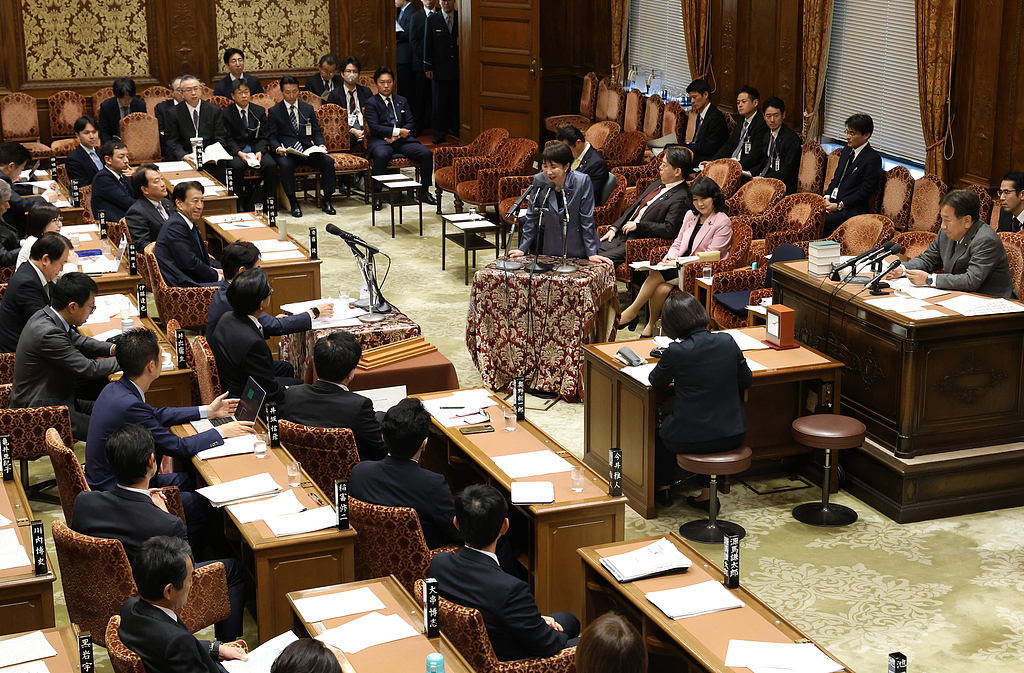 Japanese Prime Minister Sanae Takaichi attends the Budget Committee of the House of Representatives at the National Diet building in Tokyo, Japan, December 10, 2025. /CFP