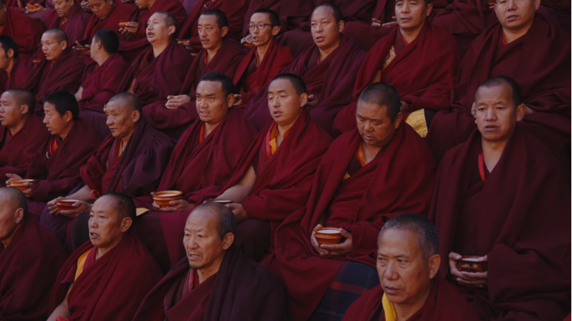 Monks chant scriptures during the gathering, Xigaze City, southwest China's Xizang Autonomous Region, December 9, 2025. /CGTN