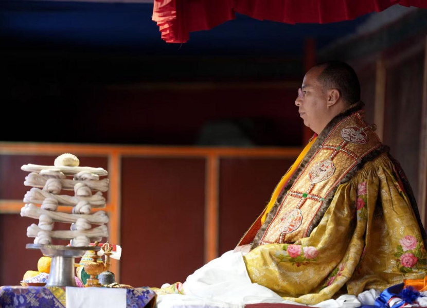 Panchen Erdeni Chos-kyi rGyal-po at the gathering, Tashilhunpo Monastery, Xigaze, southwest China's Xizang Autonomous Region, December 9, 2025. /CGTN
