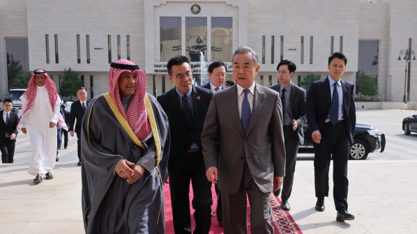 Member of the Political Bureau of the Communist Party of China Central Committee and Chinese Foreign Minister Wang Yi meets Secretary General of the Gulf Cooperation Council Jasem Mohamed Albudaiwi, in Riyadh, Saudi Arabia, December 14, 2025. /Chinese Foreign Ministry